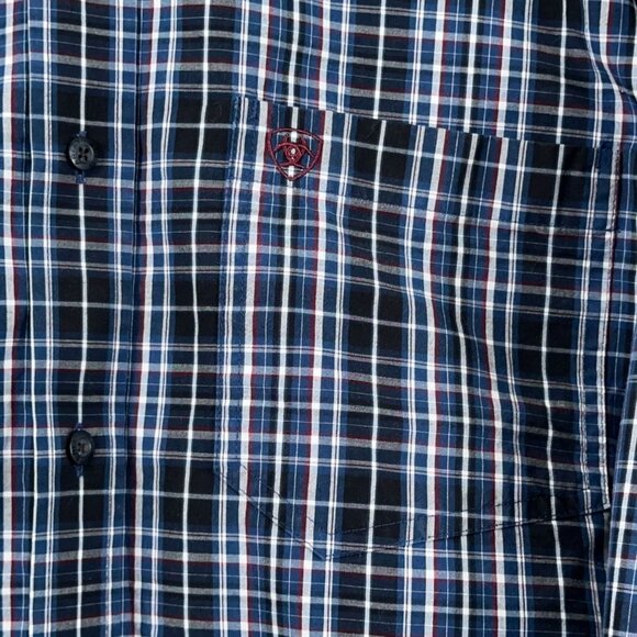 Ariat Pro Series L/S Button Shirt in Blue Plaid Men's Size M - Picture 4 of 10
